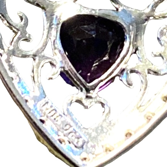 Sterling Silver Amethyst Heart Necklace - Picture 5 of 6
